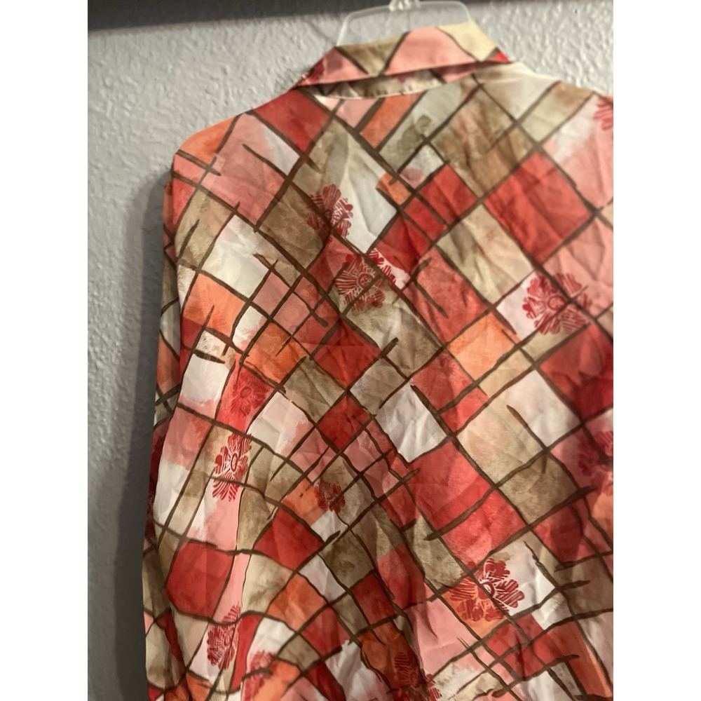 Alfred Dunner Button Up Top Womans Size 16‎  Long Sleeve Reddish Plaid - Picture 4 of 6